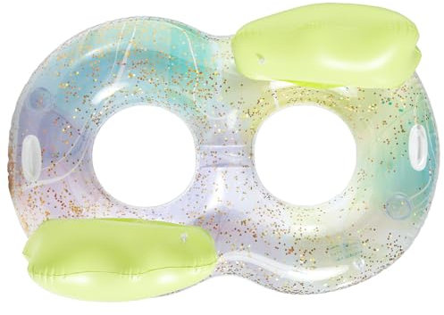 Doppio salvagente gonfiabile per adulti e bambini, tubo galleggiante per due persone con manici, in PVC resistente, per feste in spiaggia, lago e piscina