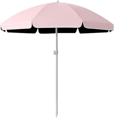 XQJLBZA Gartenschirm Ø180/220/240/260 CM für den Außenbereich, Neigbarer Strandschirm mit UV 50+ und Wasserdicht, Sonnenschirm für Balkon, Pool, Markt(Pink,220 CM/7.2 FT)