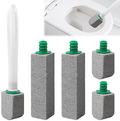 Pimpsten toalettrengöring med 1 handtag, 4 stycken – 2 långa rengöringsstenar, toalett, 2 korta badrumsrengöringsstenar, Pumice Stone toalettrenare, grå rengöringssten toalett, rengöringssten toalett
