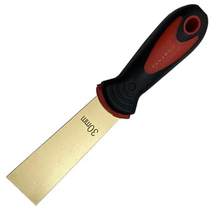 Coltello per stucco, raschietto in ottone spesso 1,5 mm con manico in gomma, strumento per cartongesso per legno e carta da parati, larghezza lama 60 mm