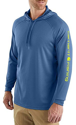 Carhartt Force Fishing Graphic Long-Sleeve Hooded T-Shirt Sweat à Capuche, Bleu Plume, S Homme
