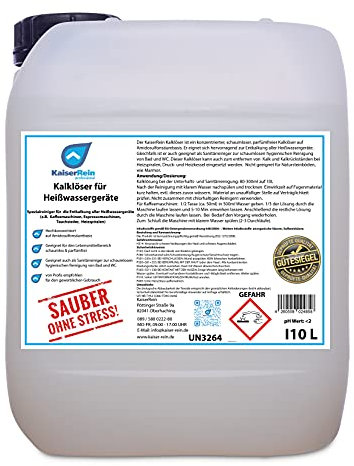 KaiserRein Profi Kalklöser Entkalker flüssig 10 L Kanister zur Entkalkung von Heißwassergeräten wie z.B. Kaffeemaschine Wasserkocher Oberflächen z.B. Fliesen optimal für die Gastronomie