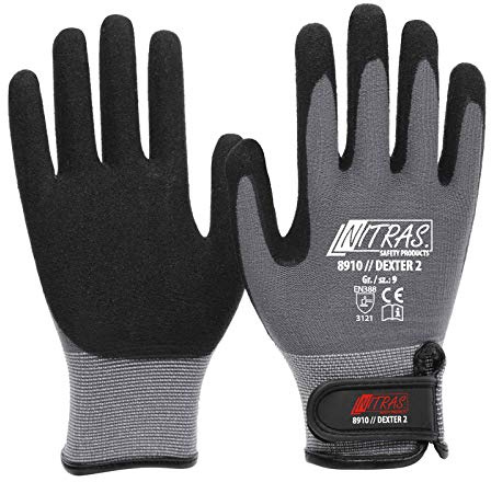 NITRAS 12 Paar 8910 Dexter 2 Mechanikerhandschuhe Werkstatthandschuhe Handschuhe mit Klettverschluss, Größe:10