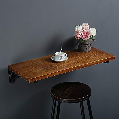 Tianman (40 Lx16 W) Industrial Rustic Folding Wall Mounted Workbench Drop Leaf Table, Dining Table Desk, Pine Wood Wall Mounted Bar Tables,Workbench,Study Table,Collapsible Butcher Block Solid Wood