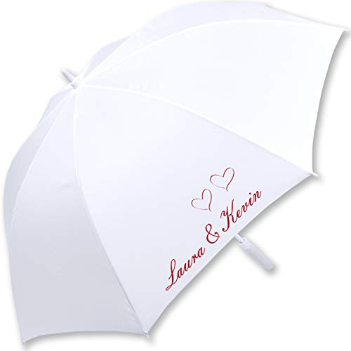 iX-brella Hochzeitsschirm Namen und Herzen personalisiert