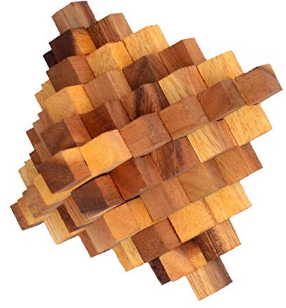 Crystal Cube 51 Large, japanischer Crystal Cube mit 51 Puzzleteilen, Knobelholz Interlock Puzzle, Holzpuzzle, Knobelspiel, Knobelbox, Ladder Puzzle, Twist Crystal, Cube, 3D Puzzle