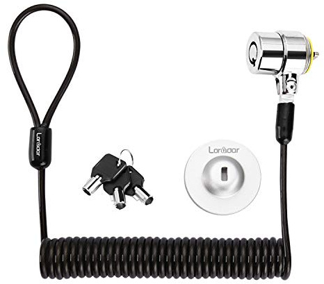 LORADAR Security Hardware Cable Lock Kit,Retractable Cable Lock Portable Keyed Laptop Lock 3 Keys 6.2Ft for Monitors, Laptops, MacBooks, Tablets, iPad,Mac mini, (Keyed Different)