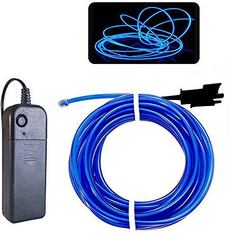 Balabaxer EL-Draht, blau, 3 m, Neonlichter, Rauschunterdrückung, Elektrolumineszenzdraht für Halloween, Partys, Schwarzlicht-Lauf, DIY-Dekoration