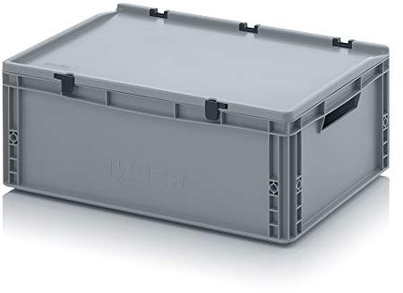Auer Packaging Eurobox 60 x 40 x 23,5 cm con coperchio a cerniera, scatola di plastica ED 64/22 HG 60 x 40 x 22 60 x 40 x 23,5 cm