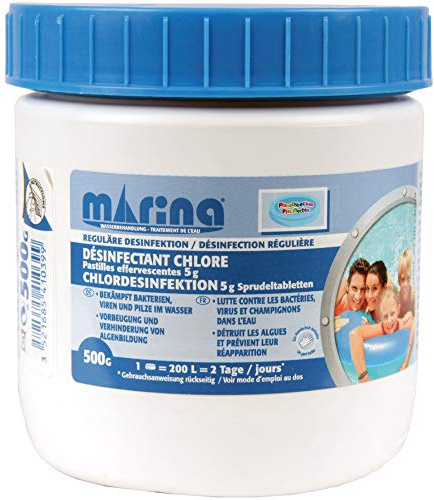 Bestgoodies Marina Chlordesinfektion (100 Tabletten à 5g) Sprudeltabletten für Planschbecken, reinigt & desinfiziert Wasser, ideal für Kinderpool Whirlpool Hundepool
