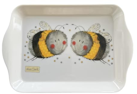 Alex Clark Bees Small Melamine Tray - Kitchen serveware - Indoor and Outdoor Garden use - Food Biscuits Snacks Tea Drinks Tray - Bumble bee Gifts