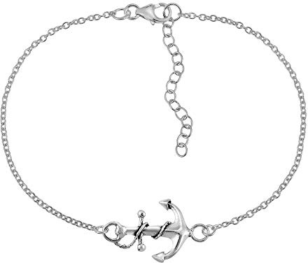 AeraVida Journey of Hope Nautical Anchor & Rope .925 Sterling Silver Chain Bracelet | Anchor Bracelets for Women | 925 Silver Chain Bracelets | Chain Bracelet for Women | Sterling Charm Bracelet