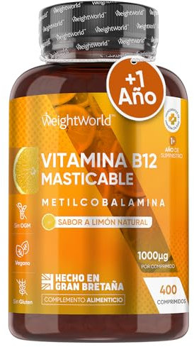 Vitamin B12 Tablets 1000mcg - 1+ Year Supply - 400 Chewable Tablets - Natural Lemon Flavour - Vegan & Gluten-Free - Methylcobalamin Form - B12 Vitamins for Women & Men - Made in The UK