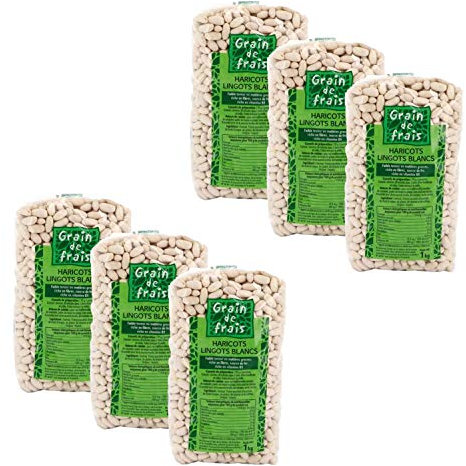 Lot 6x Haricot lingot blanc - Grain de Frais - paquet 1kg