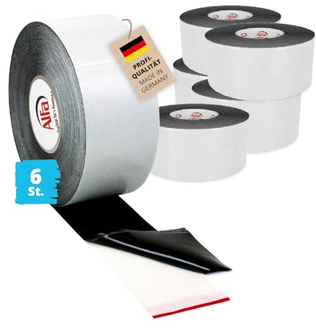 Alfa 6x Holzschutzband – Terrassenband 80 mm x 20 m – EPDM Abdeckband Holz | Profi Qualität – Selbstklebendes EPDM-Holzschutzband für Terrassen, Fassaden und Unterkonstruktionen, wasserdicht – 1 mm dick