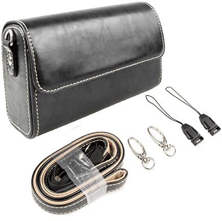 Rieibi PU Leather Camera Bag, DSLR SLR Camera Vintage Case for Canon G5X/Sony RX100/Ricoh GR/Panasonic TZ90/Olympus TG6/Nikon COOLPIX W150 with Shoulder Strap