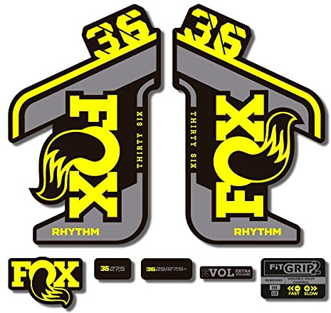 STAR SAM Autocollants compatibles avec fourche de vélo Fox 36 Rhythm 2021 Jaune 1 cm