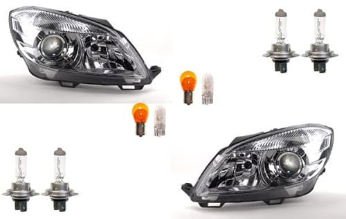 Johns, Scheinwerfer Halogen kompatibel zu Skoda Fabia 54 10-14 Leuchtmittel Set Li. Re.