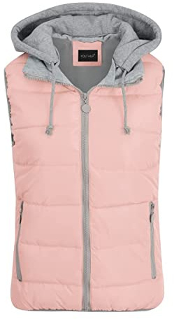 YOUTHUP Women's Quilted Gilet with Hood Thick Full Zip Padded Body Warmer | Detachable drawstring hood sleeveless coat,Regular fit,Dual zipper pockets,Suitable for daily, hiking, outdoor sports