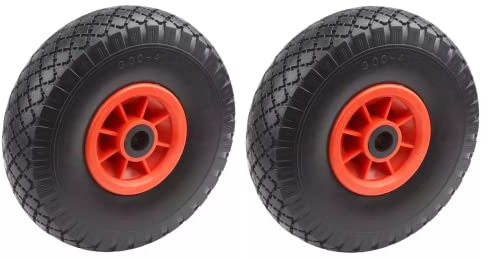Elkoza® 2x10 3.00-4 4PLY Premium Quality 20mm 250X75 Pneumatic Wheelbarrow Wheels Sack Truck Trolley Wheel Solid Tyre Complete for Garden Heavy Duty Trolley Barrow Truck Replacement Wheelbarrow Wheel