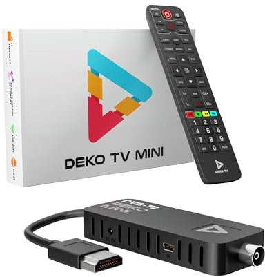 Deko TV MINI Stick - Decoder Digitale Terrestre 2025 WiFi - DVB-T2 Decoder PVR HEVC - Main 10 Bit - USB WiFi Multimedia PVR [2in1 telecomando].