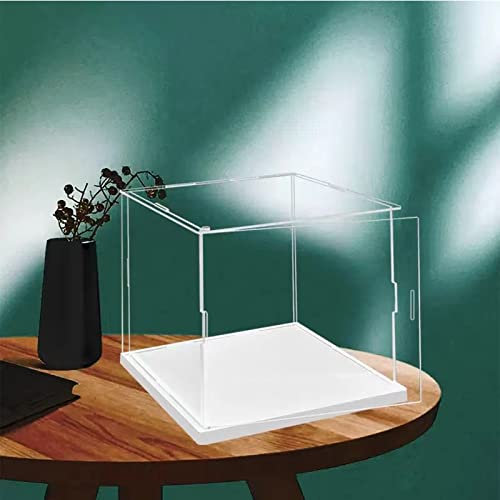 Einfach zu öffnen Clear Acryl Display Case-Assemble Countertop Box mit weißer Basis, Staubschutz Showcase (30x15x20cm/12x6x8inch)