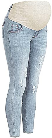 Fulidngzg Umstandsjeans Damen Straight Lange Bequem Große Größen Umstandsmode Schwangerschaftshose Komfortable High Waist Stretch Skinny Jeans Boyfriend mit Bauchband Denim Leggings Umstandshose