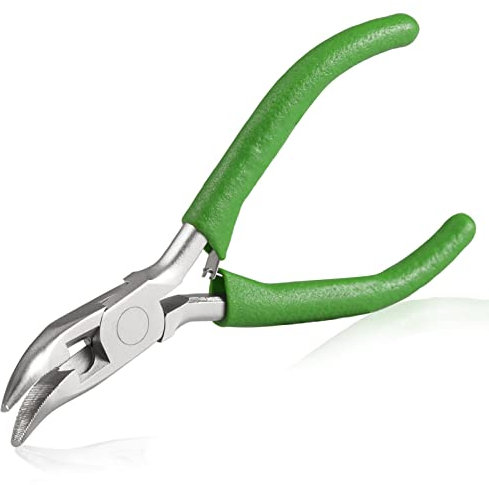 SPEEDWOX Mini Curved Nose Pliers with Serrated Jaw and Cutters 5 Inch Long Nose Pliers Curved Nose Pliers for Crafts Jewelry Repair Jewelry Making Tool