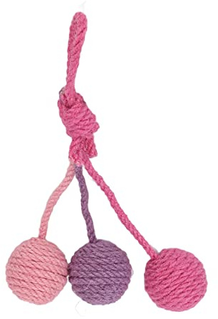 Katzenkugelspielzeug, Hängende Katze, Sisalkugel, Kaubares Buntes, Interaktives Katzen-Sisalseil-Kugelspielzeug für Haustiere Im Innenbereich (Rosa Rose Lila)