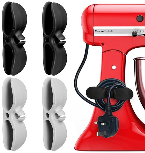 Belle Vous (Lot de 4) Clip Fit Enrouleur de Fil Auto-Adhésif - Organisateur de Fil pour Câbles USB, Fils, Mixeurs, Cafetières, Friteuses & Appareils de Cuisine - Pour Maison, Bureau ou Voiture