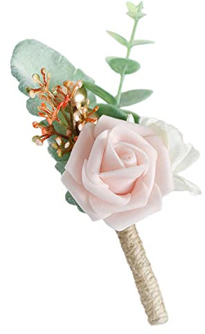 Wambere 2 Stück RosenAnsteckblume,Boutonniere,Hochzeit Boutonniere Blumen,Hochzeit Zubehör Künstliche RosenAnsteckblume Bräutigam Hochzeitsanstecker für Braut Brautjungfer Gäste Herren Damen,Rosa