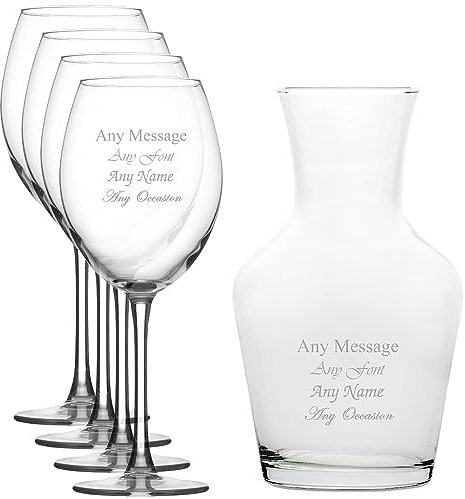 Enoteca Weinglas und Weinkaraffe mit 1 Liter Gravur, personalisierbar mit jeder Nachricht für jeden Anlass, stilisieren Sie aus einer Vielzahl von Schriftarten, inklusive Geschenkboxen, lasergraviert