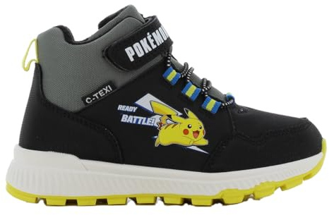 Leomil Pokémon Botte de Neige Bottes d'hiver 30, Semelle antidérapante pour Les Jours d'hiver froids, Noir