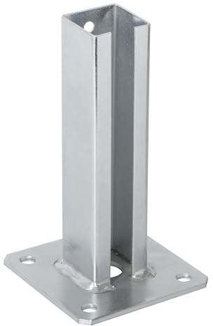 MiG-met - Aufschraubhülse 50x50 mm - Pfostenträger zum Aufschrauben - Balkenträger, Metallhülse für Zaun, Holzpfosten - aus Metall Verzinkt - Witterungsbeständig - 50x50x195 mm