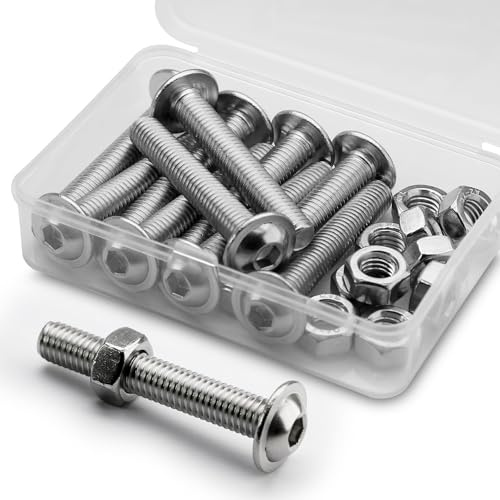 (10 Sätze) M8 x 40mm Innensechskantschrauben mit Flansch und Muttern Set 304 Edelstahl Linsenkopf Schrauben