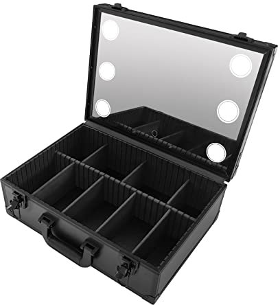 Kosmetikkoffer, Makeup Train Case mit Beleuchtetem Spiegel Travel Schminktasche Verstellbaren Trennwänden Professionelle Make up Tasche für Cosmetics Makeup Pinsel Toiletry Jewelry