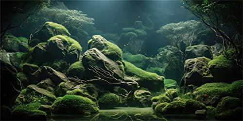 MIRRORANG 91x50cm Tropische Fische Tank Poster Hintergrund Flussbett & See Wasserpflanze Unterwasser Aquarium Hintergrund Vinyl