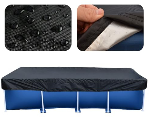 Rechteckige Poolabdeckung, 450 x 220 cm, passend für 449,6 x 221 cm große Schwimmbadabdeckung, robuste, starker Reißfestigkeit und lichtbeständig, Schwarz