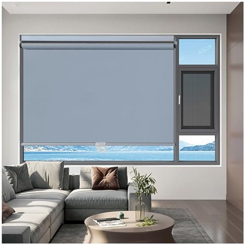 Sonnenschutzrollos Ohne Bohren, Verdunkelungsrollos, 40/60/80/100/120cm Temporäre Verdunkelungsvorhänge, Fensterrollo, Thermo Sichtschutz Jalousien Für Haus/küche/Balkon,grey-110x125cm/43 * 49in