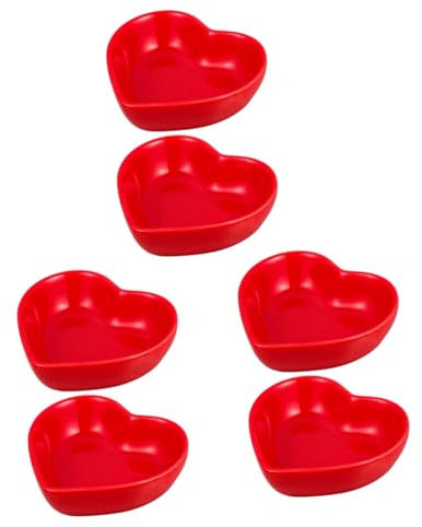 Alipis 6 Pz Set di piatti per salsa a forma di cuore piatto rosso Piattino salsa per sushi Ciotolina salsa per sushi Ciotola per salse piatto di salsa in ceramica ciotola di salsa