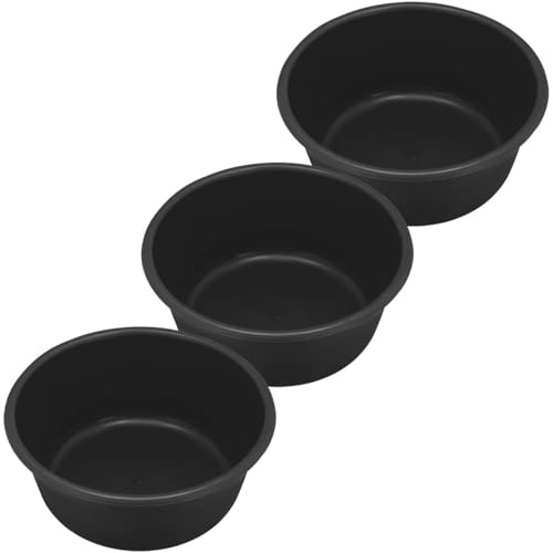 KOTARBAU® Juego de 3 bandejas para mortero de 14 L, color negro, de plástico, 31 cm, cubo redondo, cubo de construcción, cubo de mortero, cubeta de plástico grande