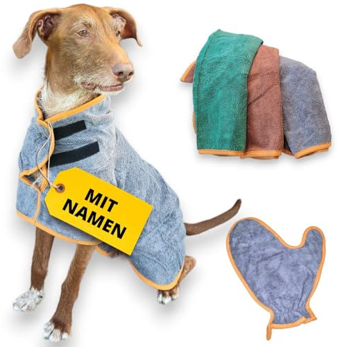Luminoza Bademantel für Hunde, Hundebademantel aus Mikrofaser für kleine,mittlere und große Hunde - Grau Badetuch Hund Hundehandtuch schnell trocknend, super saugfähig, für Hunde und Katzen
