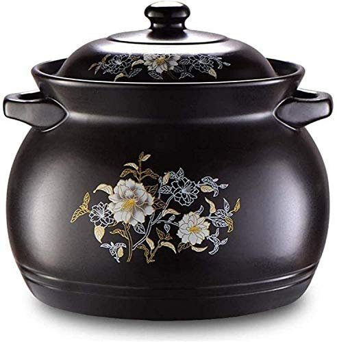 CRBUDY Cazuelas Cazuela De Barro Olla De Terracota Cazuela De Cerámica Olla De Barro para Cocinar-Fondo Antideslizante Mango Anti-escaldado Esmalte Suave (y Capacidad 8L)
