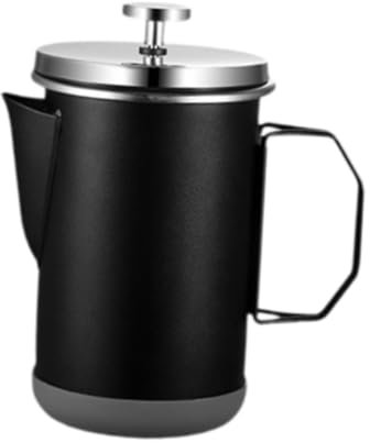 perfk Cafetière à Piston à Pression française 1 L Portable avec Filtre Bouilloire à Expresso Bouilloire à café pour Camping Café Bar Bureau, Noir