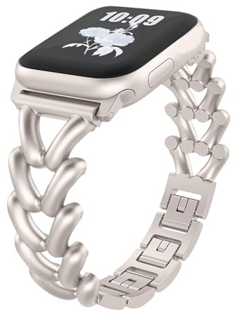 KeHowy Metall Armband für Apple Watch Armband 41mm/40mm/38mm/42mm, Elegant | für iWatch Series 11 42mm/10 42mm/9/8/7/6/5/4/3/2/1/SE/SE2/SE3, Damen Herren Metall Gliederarmband Ersatzarmband - Starlight