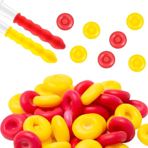 Sixfolo 40 Pezzi Tappi di Calafatare in Lattice Beccucci per Cartuccia Silicone Ugelli di Ricambio per Sigillante Tappi per Cartucce Silicone per Sigillante Adesivo e Pistola(Rosso e Giallo)