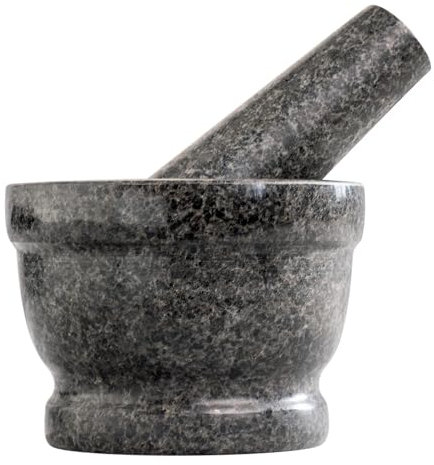 Natural Granite Mortar and Pestle Set – Extra Large Stone Grinder for Herbs, Spices, Seeds, Garlic, Pesto – Manual Hand Crusher for Home Cooking