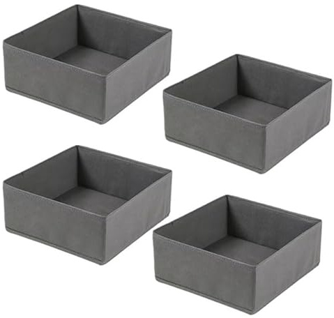 HongChelle 4 Stück faltbare Stoff-Aufbewahrungsboxen, Kleiderschubladen-Organizer, Kleiderschrank-Organizer zur Aufbewahrung von BHs, Hemden, Jeans, Decken, Spielzeug, Grau
