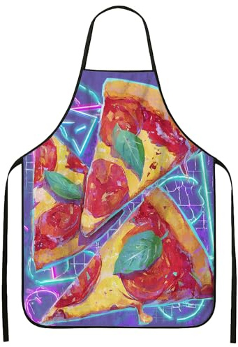 Delantal de pizza para cocinar, delantal de cocina con diseño retro de neón, divertido delantal culinario para fiestas, parrillas, uso adulto, Neón, 24x31 Inch
