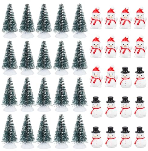 OLYCRAFT 30Pcs Miniature Resin Christmas Figurines Christmas Tiny Resin Decoration Miniature Snowman Figurines with Hat Xmas Mini Snowmen Figures for Crafts DIY Winter Hloliday Xmas Party